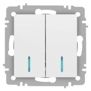 Выключатель Accent 6-105-01М двойн. с подсветкой 10А-250В IP20 СУ AL/CU бел. матов. Intro Б0063507