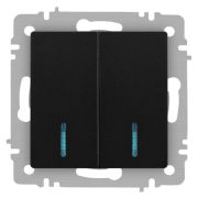 Выключатель Accent 6-105-05 двойн. с подсветкой 10А-250В IP20 СУ AL/CU антрацит Intro Б0063516